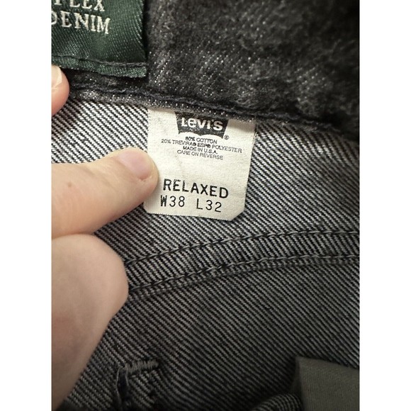 Vtg Levis Brown Tab Flex Denim Mens Size W38 L32 Black Relaxed Fit Jeans B13 - Picture 7 of 8